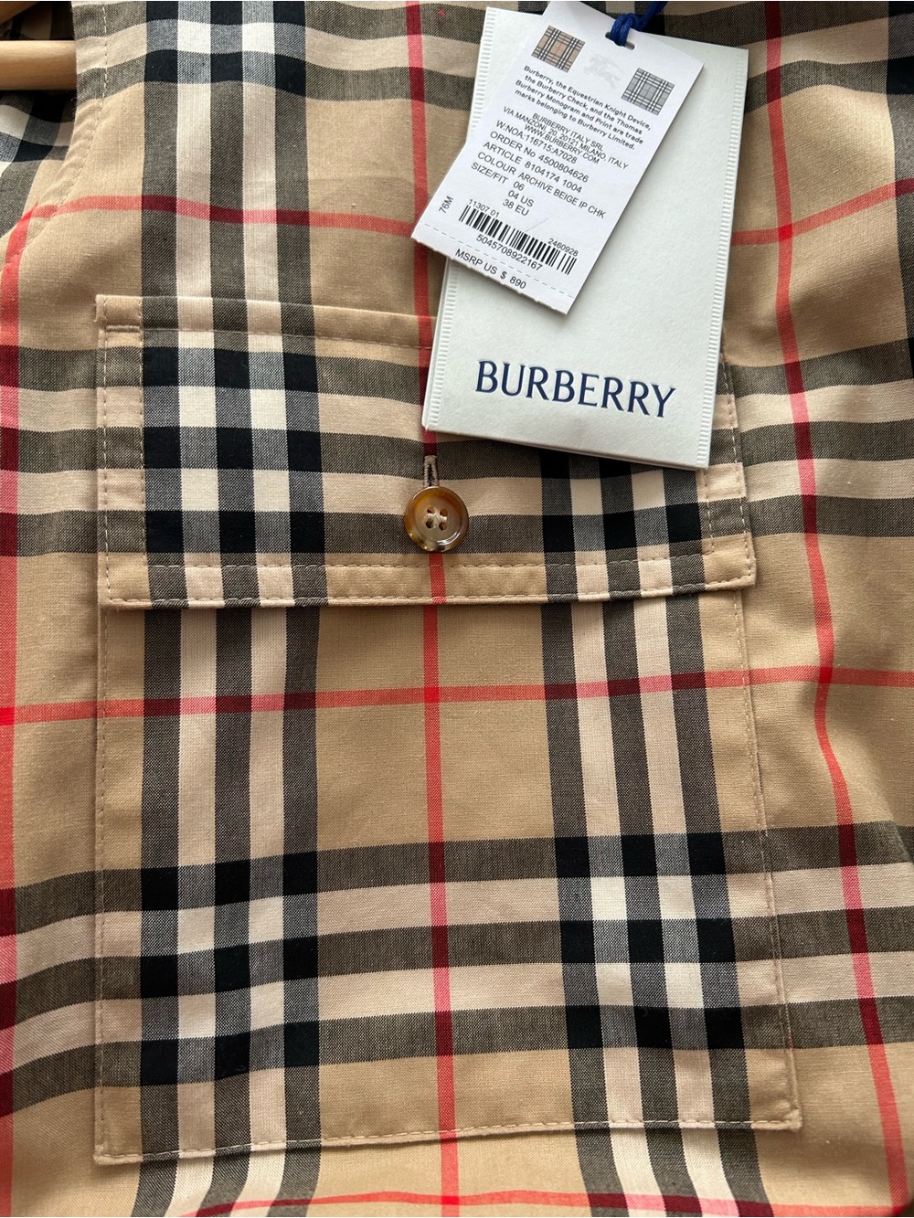 Burberry Tan Check Sleeveless Midi Shirt Dress - Picture 5 of 7